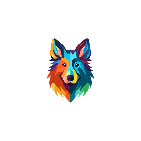 ColorfWolf head vector logo template. Illustration of a wolf head.のイラスト素材