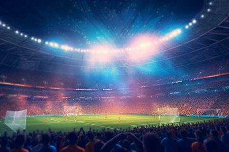 Soccer stadium with full of spectators and fans. 3D Renderingの素材