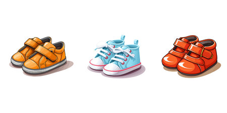 Set of children's shoes on a white background. Vector illustration.のイラスト素材