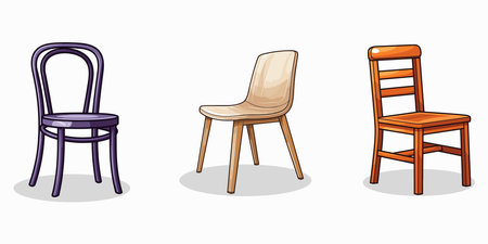 Set of different chairs in style. Vector illustration isolated on white background.のイラスト素材
