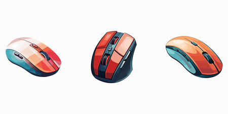 Computer mouse isolated on white background. Vector illustration in cartoon style.のイラスト素材