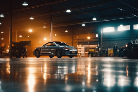 Car in a car repair shop. Auto service industry. Car serviceの素材