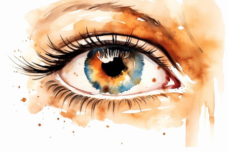 Watercolor illustration of a female eye. Hand-drawn illustration.の素材