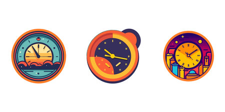 Clock icon set. Flat illustration of clock vector icons for web designのイラスト素材