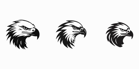 Eagle head logo template vector icon illustration design in black and whiteのイラスト素材