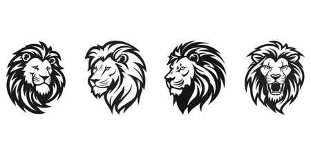 Lion head logo set. Vector illustration isolated on white background.のイラスト素材