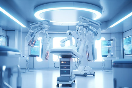 Interior of the operating room in modern hospital. 3D renderingの素材
