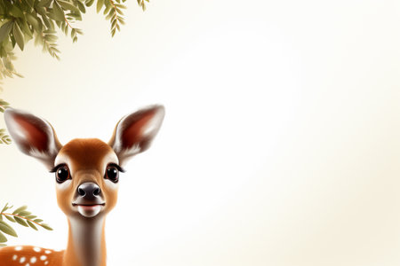 cute deer on white background with copy space for your text.の素材