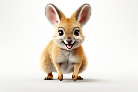 3d rendering of a cute little rabbit isolated on white background.の素材