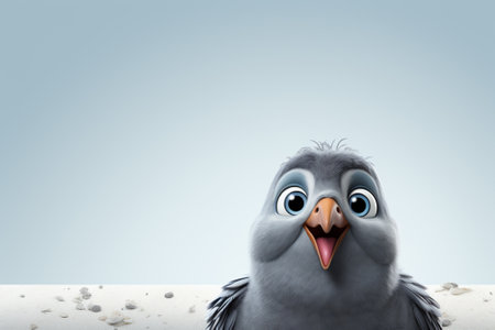 3d illustration of a pigeon sitting on the sand looking at the cameraの素材