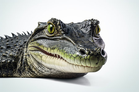 Crocodile isolated on a white background, close-upの素材