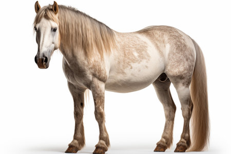 Horse standing in front of a white background. Isolated image.の素材