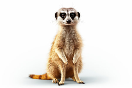 Meerkat isolated on white background. 3D illustration. Studio shot.の素材