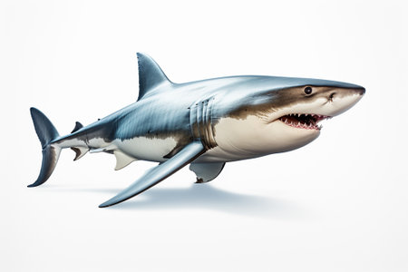 Shark isolated on white background. 3d render. Illustrationの素材
