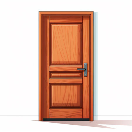 Wooden door on white background. Vector illustration. Eps 10.の素材