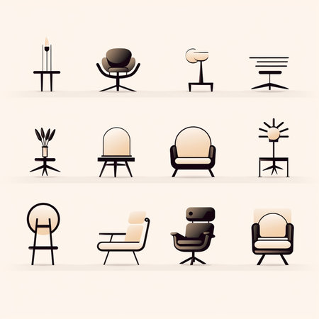 Set of armchairs and furniture icons. Vector illustration for your designの素材