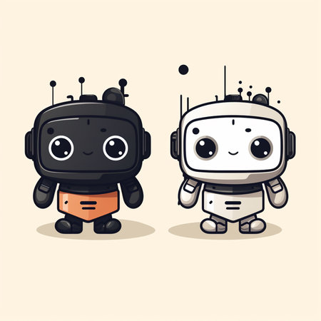 Cute cartoon robot character. Vector illustration. Cute robot.の素材