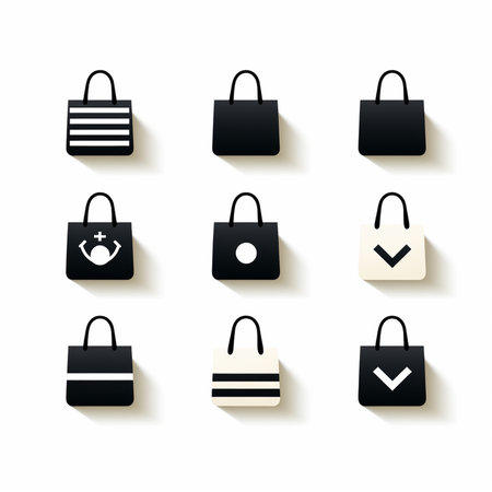 Shopping bag icons set. Vector illustration eps 10. Black and white.の素材