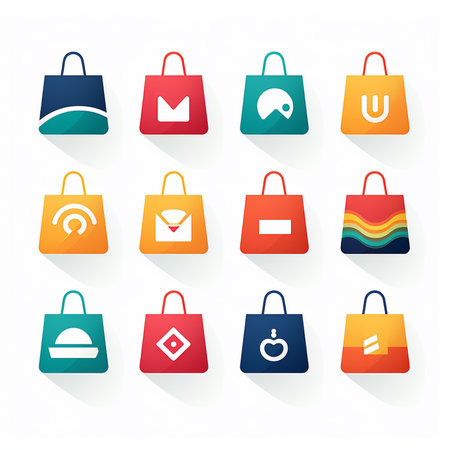 Set of colorful shopping bag icons. Vector illustration. Eps 10.の素材