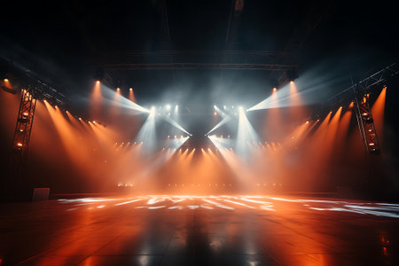 Stage Spotlight with Laser rays and smoke, Stage lighting effect, Stage backgroundの素材