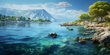 Beautiful seascape of Adriatic Sea in Montenegroの素材