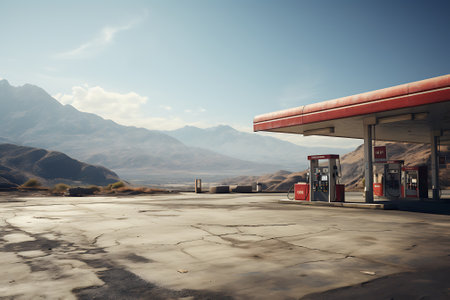 Gas station in Himalayas, Ladakh, Jammu and Kashmir, Indiaの素材