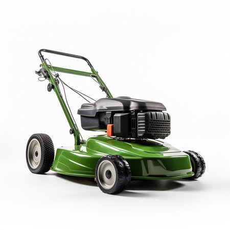 Lawn mower on a white background. 3d rendering.の素材