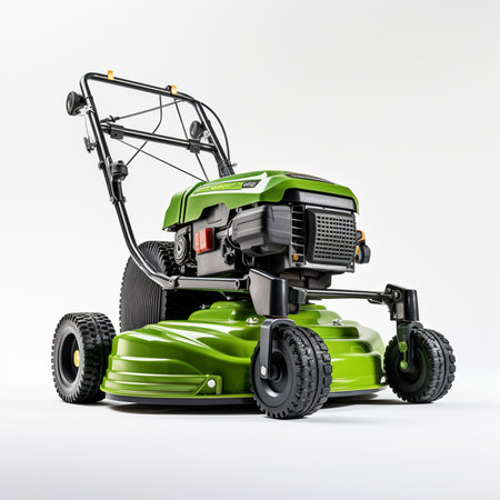 Lawn mower on a white background. 3d rendering.の素材