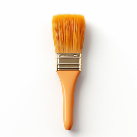 Paint brush isolated on white background. 3d render illustration.の素材