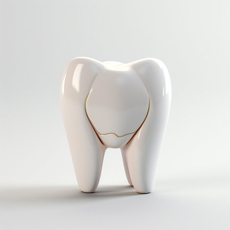 Tooth model on a white background. 3d rendering, 3d illustration.の素材