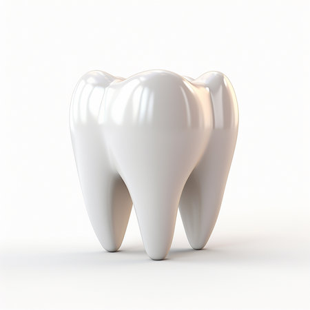 Tooth isolated on a white background. 3d render image.の素材