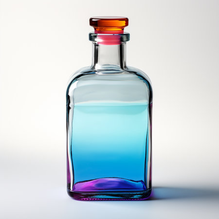 Colorful glass bottle on a white background. 3d rendering.の素材