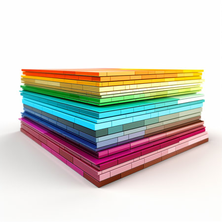 3d render of multicolored building blocks on a white backgroundの素材