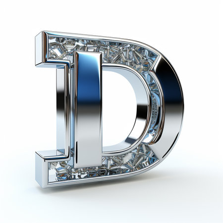 Diamond letter D on white background (high resolution 3D image)の素材