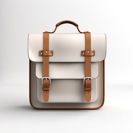 Illustration of a leather briefcase isolated on a white background.の素材