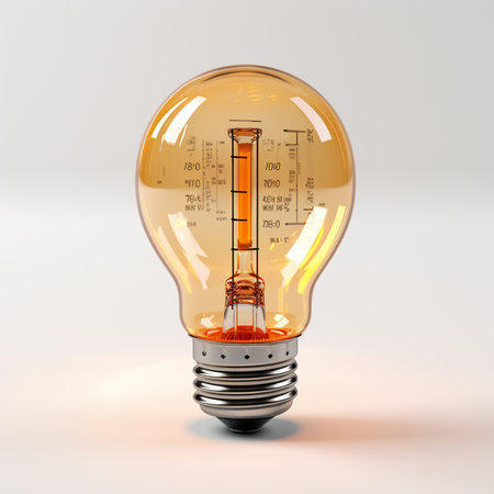 Light bulb with a chemical formula inside. 3d render illustration.の素材