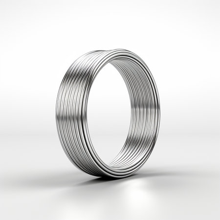 Metal ring on white background. 3d rendering. Computer digital drawing.の素材