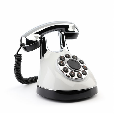 Retro telephone on a white background. 3d rendering. Isolatedの素材