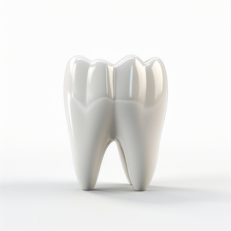 Tooth on a white background, 3d render, 3d illustrationの素材