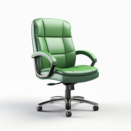 Green office chair isolated on white background. 3d render image.の素材