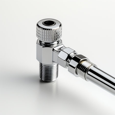 3d illustration of pipe connector over white background with reflection and shadowの素材