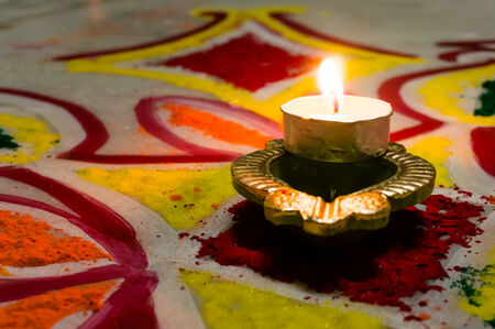Lamp  diya  that is lit to celebrate Diwali  Lighting the lamp is a symbol of victory over darkness  evil  and bringing good into our lives の写真素材