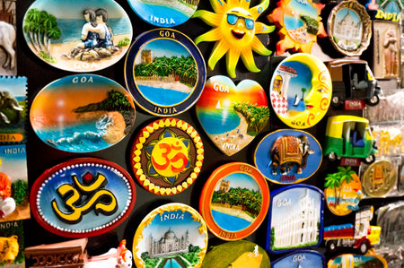 Magnets with different designs  These are sold as souveniers to visiting touristsのeditorial素材