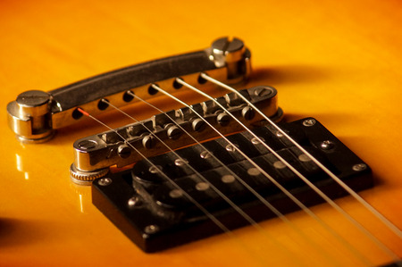 Bridge and humbucker of an electirc guitarの写真素材