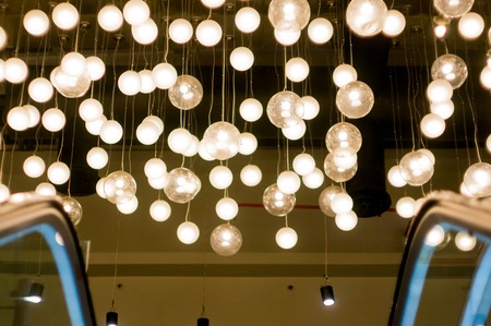 Over head light in the form of lit transparent globes. These designs are perfect to highlight the...
