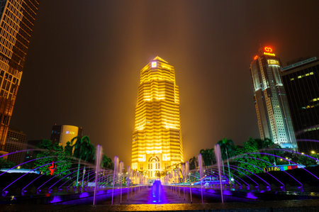 Public bank building at Suria KLCC at nightのeditorial素材