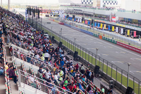 Indian Crowd watching truck racingのeditorial素材