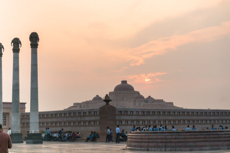 Ambedkar Park Lucknow shot at sunsetのeditorial素材