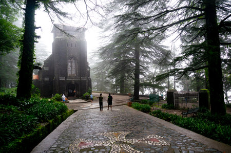 Beautiful outside view of st john in the wilderness church in Dharamshala.のeditorial素材
