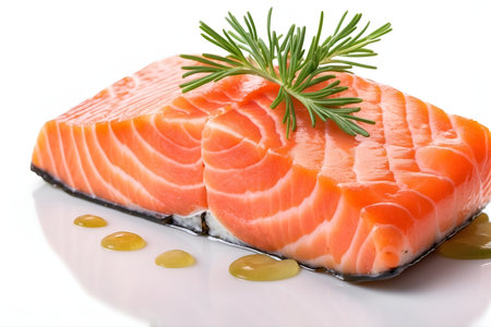 Salmon isolated on a white background. close-up.の素材